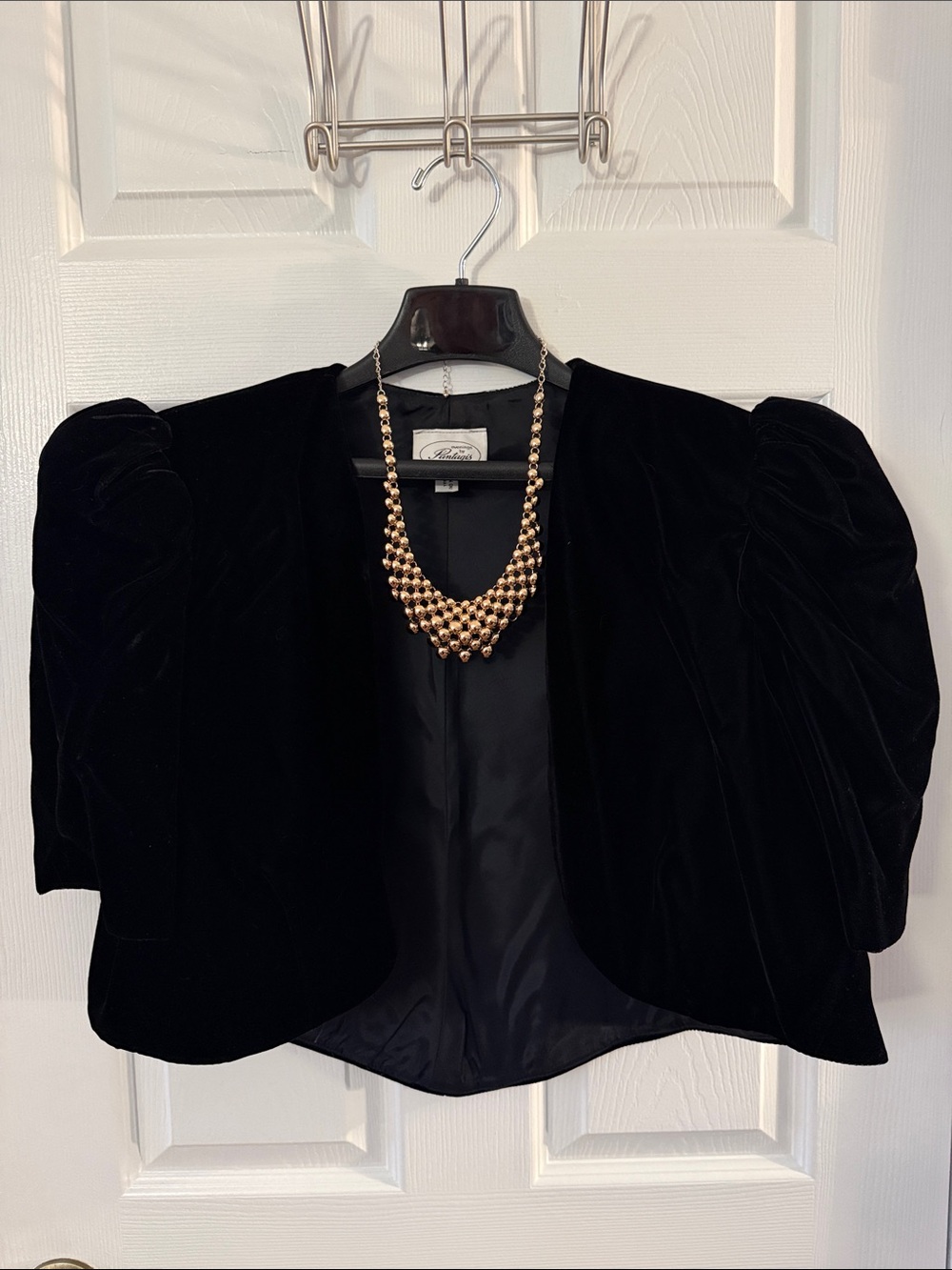 Vintage Black Velvet Puff Sleeve Bolero Jacket